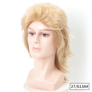 Cross-border foreign trade European and American mens mullet wigs 1980s fancy party dress up props blond wig headgear