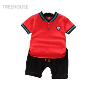 TREEHOUSE 0 to 4 years old infant polo shirt for boys Casual cotton short-sleeved top + shorts two-piece childrens set