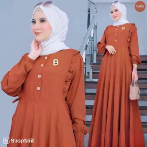[FAEYZA.CLO] MEIKA DRESS - GAMIS MUSLIMAH WARNA PUTIH HITAM BAHAN CRINCLE AIRFLOW SIZE M XL - GAMIS LEBARAN - DRESS LEBARAN  - COD