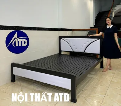 Giường sắt hộp nhiều kích thước từ 1m 1m2 1m4 1m6 1m8 sắt dày dặn cứng cáp chịu lực tốt giá xưởng