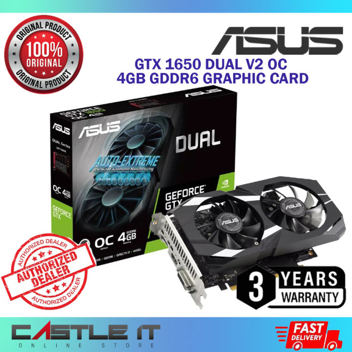 Asus GTX 1650 DUAL V2 OC 4GB GDDR6 Nvidia GeForce GTX1650 4G D6 Graphic ...