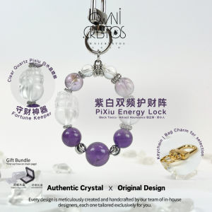 【OwniCrystos】守财貔貅 Wealth Career studies Pixiu Clear Quartz Amethyst Natural bag charm keychain 紫水晶 白水晶