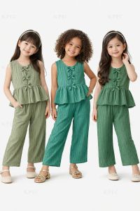 BB BKK Sleeveless Ribbonn Top and Pants  Girl Set Terno Coordinates   - timeless piece - casual office or party - classic piece - super kapal ng tela - hindi kayo magsisi - our aim is to produce quality clothes - premium fabric - excellent quality -  fa