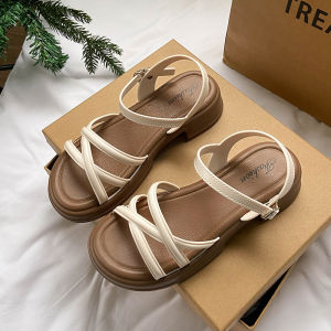 Free Shipping Cross-Strap Sandals For Women New Summer Style Thick-Soled Height-Increasing With A Single-Strap Design And Soft Soles Perfect For The Beach