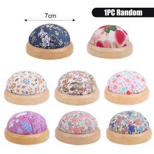 3PCS Brand New Wooden Base Base Pin Cushion Seat Pp Cotton Needle Insert Sewing Needle Thread Embroidery DIY Craft Needle Ball
