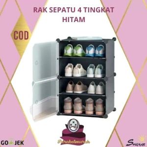 RAK SEPATU 4 TINGKAT ADA PENUTUP ANTI DEBU / RAK SEPATU 4 SUSUN 2 PINTU / KOTAK SEPATU RAK SEPATU BOX SHENAR - PERABOTMURAH