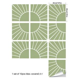 YESMILE 10Pcs Matte Wall Tile Sticker Floral Pattern Self-Adhesive Backsplash Tile Sticker Retro DIY Tile Decal Home Renovation