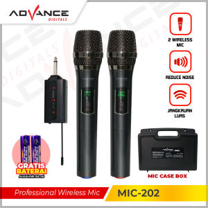 Advance MIC-202 Profesional Wireless Mic 2 Microphone Karaoke Dua Mikrofon Dan Tas Jinjing