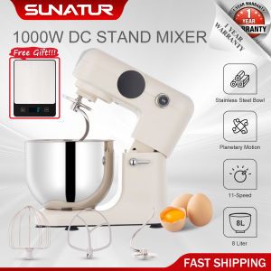 SUNATUR 1000W DC 8L Stand Mixer Automatic Flour Kneader Multifunctional 11-Speed Chef Baking Bread Dough Mixer SM-607