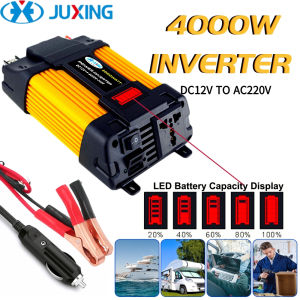 JUXING 4000W Car Power Inverter Transformer Converter DC12V To AC220V With Universal Socket Dual USB Ports For Car Home Emergency Converter