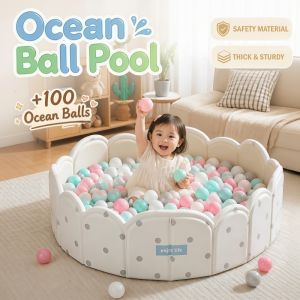 【SG STOCK】Space-Saving Baby Ocean Ball Pool-Kids Playpen with 100 Balls Safe Non-toxic