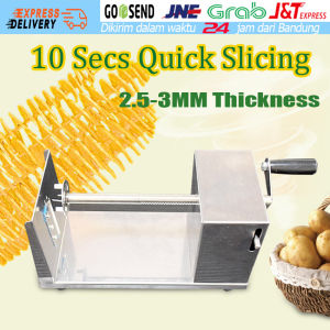 [Ready Stock] Otomatis Alat Pemotong Kentang Spiral Stainless Steel Twisted Potato Cutter Slicer untuk goreng dapur warung makanan Jalanan