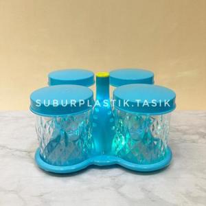 Toples SET Universal Besar Kelap Kelip isi 4pcs + Nampan | Kapasitas 1Liter Bahan Mika Akrilik Toples Penyimpanan Makanan BpaFree | TOPLES LED | TOPLES LEBARAN | TOPLES CANTIK | TOPLES UNIK | TOPLES MURAH