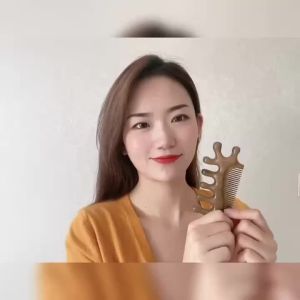 檀木按摩梳子多功能经络梳脱发头疗养生刮痧眼部疲劳舒缓家用男女Tanshu Massage Comb - Multi-functional Meridian Comb for Hair Loss Treatment Health Care Acupressure Eye Fatigue Relief Suitable for Both Men and Women at Home