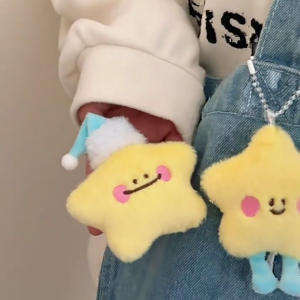 Soft Star Keychain Plush Toy Charm For Bags Backpacks Car Decoration