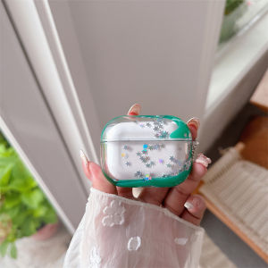 Floating Candy Liquid Earphone Case for Airpods Pro 4 3 2 Cover Airpod Pro Moving Water Headphone Brilliant Stars Hard Shell Bag