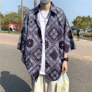 Panthepack【L-3XL】Short floral Hawaiian cotton polo#fashion#couple#Korean style#teenagers polo#1183