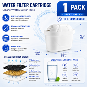 JF Water Filter Pitcher with Enhanced Filter Reduces Limescale & Impurities Easy Top Fill Clear Wate
