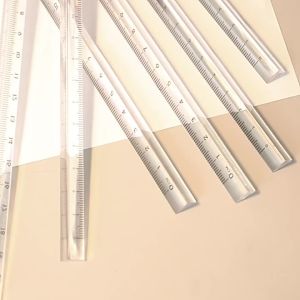 PL LANFY Simple Triangular Rulers Accurate Measuring Tools Transparent Straight Ruler Office School Supplies Scale on Both Sides 15/20cm Acrylic Students Stationery