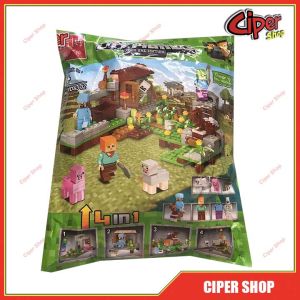 Mô hình lắp ráp minecraft - Mô hình lắp ráp 4in1 390 chi tiết