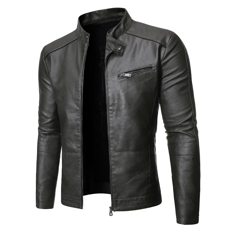 2023 PU Casual Leather Jacket Men Spring Autumn Coat Motorcycle