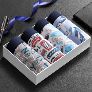 CMENIN  4Pcs กางเกงชั้นในชาย บ็อกเซอร์ กางเกงชั้นในผู้ชาย โพลีเอสเตอร์ระบายอากาศ M9401