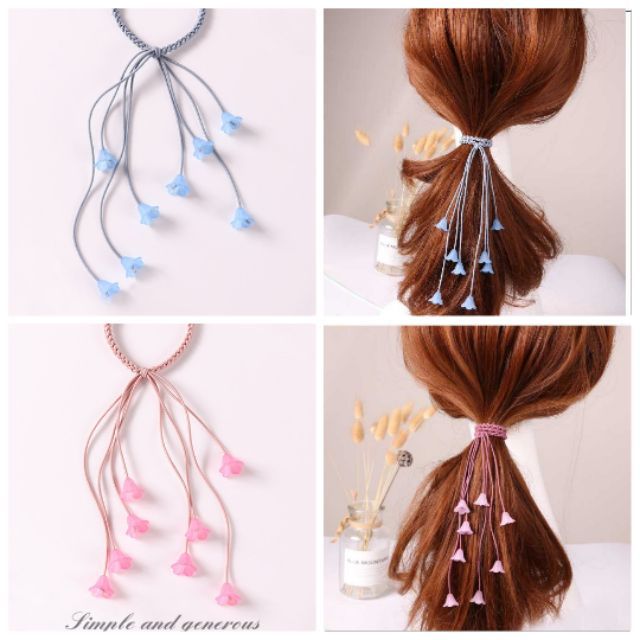 Dây cột tóc hoa rơi, Dây cột tóc hoa rơi Hàn Quốc đẹp , Dây cột tóc hoa rơi lưu ly phong cách Hàn, Dây Buộc Tóc, Dây Chun, Dây Thun Cột Tóc