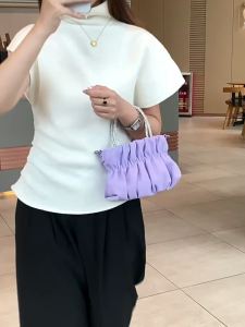Túi xách xếp ly đính đá Hàn Quốc thiết kế độc đáo xu hướng macaron túi đeo chéo cao cấp túi dây xích túi nữ.