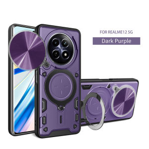 Shockproof Case For Realme 12 Pro plus 5G Realme12Pro+ 12+ 12X 12Pro Realme12X Realme12+ Phone Casing Ring Holder Push Pull Camera Protect Sliding Window Back Cover