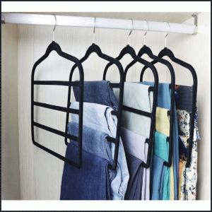 ชั้นวางเสื้อผ้า ปลูก ชั้นหลายชั้น ไม้แขวนเสื้อ การจัดเก็บ กันลื่น มัลติฟังก์ชั่น ผ้าพันคอไหม สีดํา