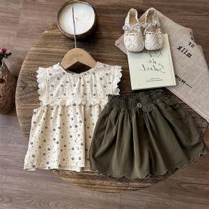Kids Girl Clothes Set Sweet Cotton Floral Print Sleeveless 2Pcs Casual outfit Terno for Baby Girl 6M-5Y Summer Daily Wear