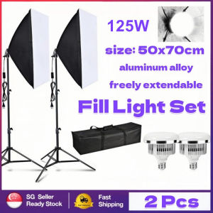 [SG stock] 2PCS Professional Studio Beauty Fill Light Photography Photography Portrait Studio Film Photography Lighting Equipment  With Bulbs