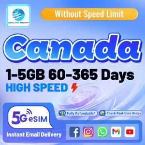 Canada 🇨🇦eSIM Ultra 5G 60-365 Days 1-5GB Data |add-on| Instant 24h Email Delivery | High Speed ⚡ |without number