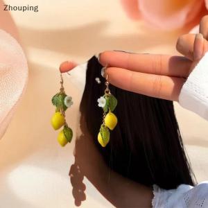 【ZP】Cute Personalized Lemon Earrings With Long Tassel Summer Fruit Dangle Earrings Versatile Bohemian Jewelry Gift For Women