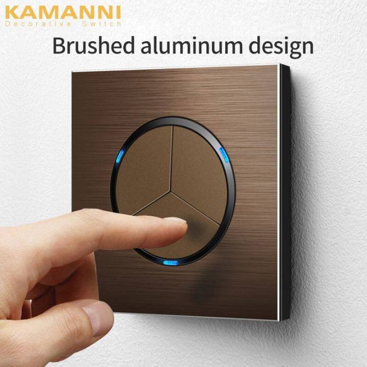 Wall Switch for Light Socket/Power Outlet Panel with LED Light 7 Gang 2