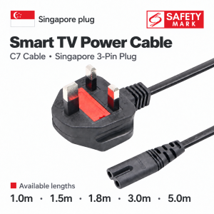 Singapore Safety Mark Power Cable | C7 Figure 8 Infinity Symbol Mains Leads Adapters