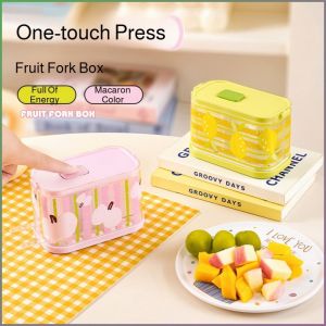 Fruit Knife and Fork Durable Fruit Fork Set Disposable Odorless Easy to Access Light Luxury Press Type