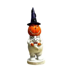Hat Smiling Pumpkin Resin Figurine - Halloween Decor for Indoor Outdoor Festive Home Decor