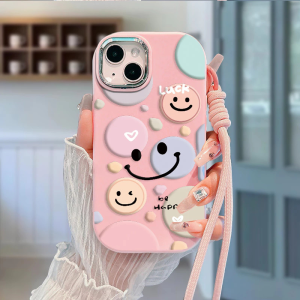 Casing Samsung A16 A05S A06 A22 M22 M32 A13 4G A23 A32 5G A04S A12 M12 A14 A15 A02S A03S Softcase Case Hp Happy Smile Pink Tali Manik Premium