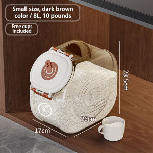Large 8L & 16L Airtight Pet Kibble Rice Storage Box Anti-mold Insect Proof Grain Barrel With Date