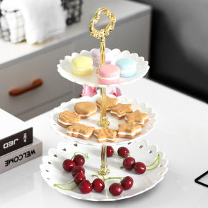 [SG SELLER] Cake Stand 3 Layers Wedding Cake Plate Stand Dessert Fruits Vegetable Placed Tool Food Display Tray Cupcake Candy Cookie Serving Plate for Wedding Birthday Party