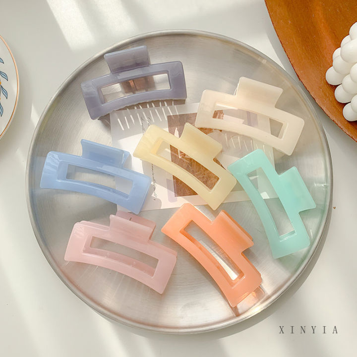 9cm Rectangle Hair Claw Clips Solid Color Hair Clamp Stylish Elegant