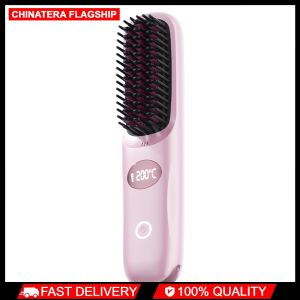 Cordless Hair Straightener Brush Fast Heating Mini Hair Straightening Irons with Negative Ion for Travel Frizz-Free Gift