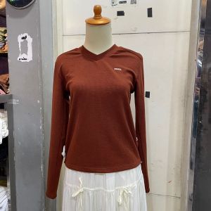 Remix Kaos Wanita Kasual Knit RIFC300J Lengan Panjang Katun Premium