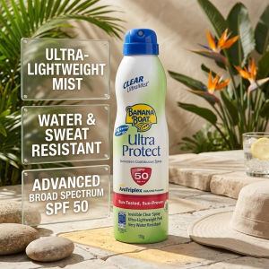 Banana Boat Ultra Protect Sunscreen Spray SPF50+ (170g) Water Resistant Clear Sunblock Non-Greasy UVA/UVB Defense