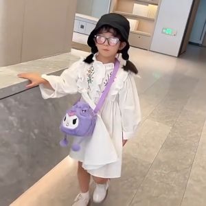 Sanrio Sling Bag Plush Handbag 三丽鸥斜挎包毛球 Beg Kanak-Kanak Kuromi Comel Kids Cute Kuromi Melody Children