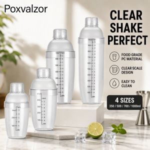 Food Grade PC Transparent Graduated Cocktail Shaker Leakproof Durable Drink Mixer For Milk Tea Home Bar Coffee Shop Use
