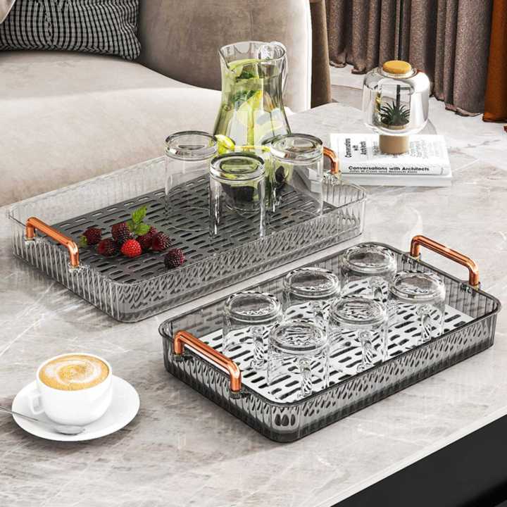 FANTASY Acrylic Serving Tray with Handle Plastic Food Serving Trays for  Party Fruit Platter Snacks Cookies Kitchen-YW2268