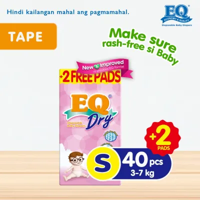 EQ Dry Small (3-7 kg) - 40 pcs x 1 pack (40 pcs) - Tape Diapers