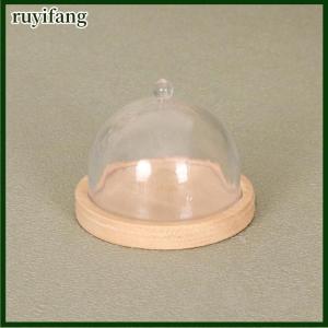 ruyifang 1:12 Dollhouse Miniature Transparent High Tray Dessert Plate W Cover Cake Fruit Tray Kitchen Decor Toy Doll House Accessories